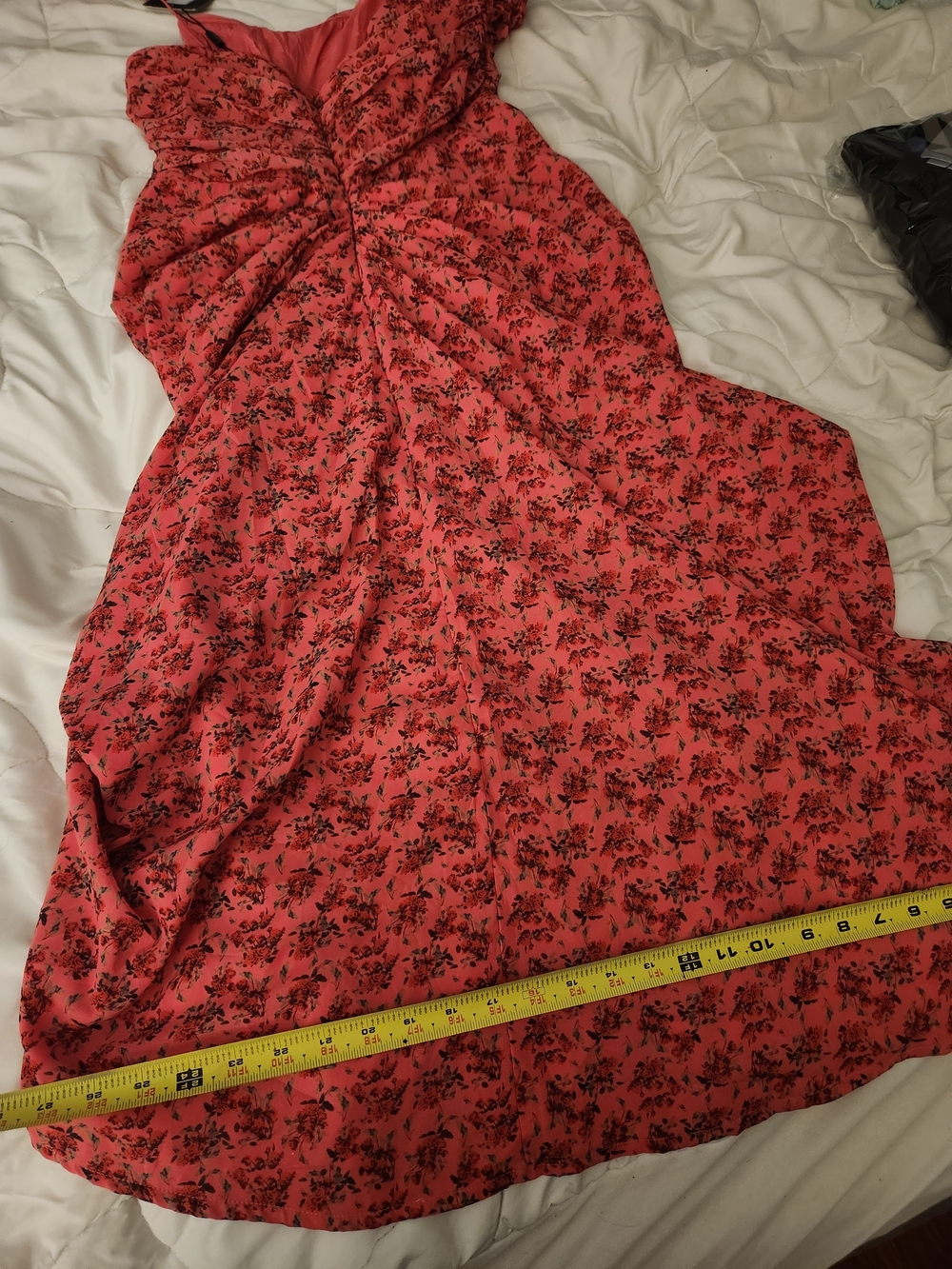 PrettyLittleThing Pink Floral Ruched Drape Midaxi Dress NWT Size 10 - Picture 9 of 11